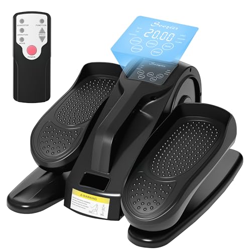 Soozier Under Desk Elliptical Exercise Machine, Powered Ellipse Leg Exerciser, Mini Rehabilitation Bike with Adjustable Speed, Remote & LCD Display for Home & Office