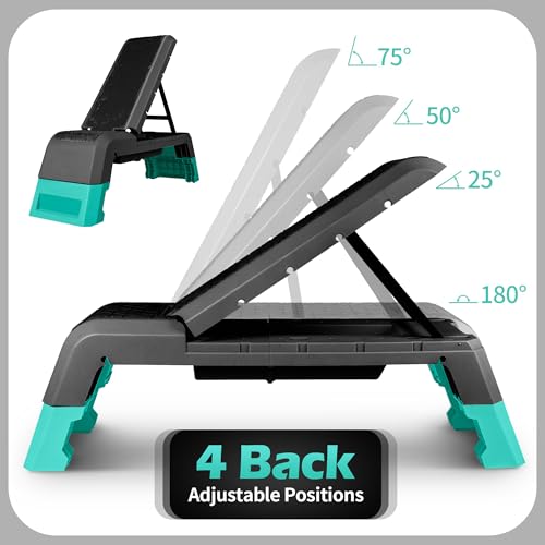 leikefitness Exercise Step Platform, Multifunctional Aerobic Deck | with Cord and Adjustable Dumbbell & Weight Bench, Fitness Equipment for Workout Home Gym - color: Black