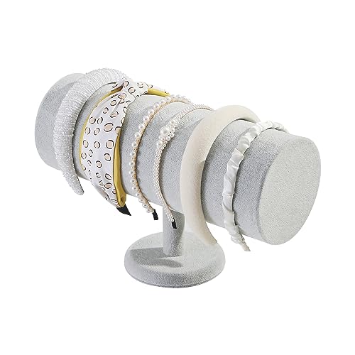 T-Bar Headband Holder Organizer for Selling, Soft Velvet Hairband Stand Display, Hair Hoop Accessories Jewelry Storage for Home Bedroom (Gray Beige Velvet) - color: T-Bar Gray Beige Velvet