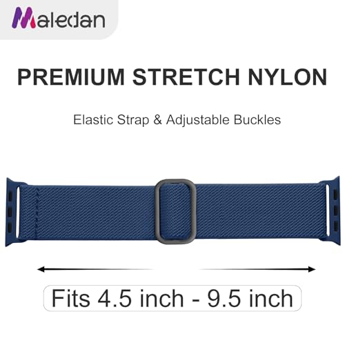 Maledan 10 Pack Stretchy Bands Compatible with Apple Watch Band 38mm 40mm 41mm 42mm 44mm 45mm 46mm 49mm Women Men,Soft Nylon Braided Strap Wristband for iWatch Series Ultra 11 10 9 8 7 6 5 4 3 2 1 SE - color: Black/ZWalnut/Caramel/Soft Orange/BlackRed/Bla