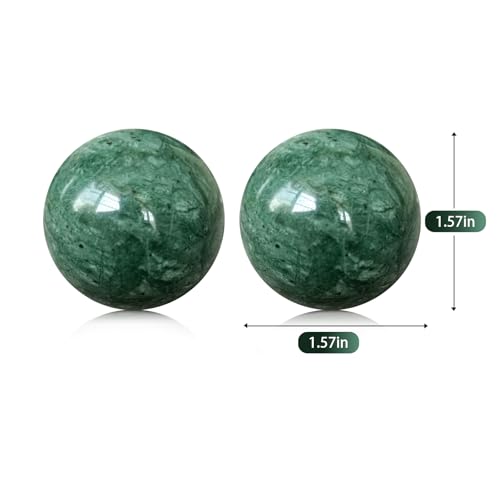 Traditional Chinese Baoding Balls, Marble Health Exercise Stress Relief Balls with an Upgraded Shockproof Imitation Wood Box, Dark Green, 2-Piece Set, Medium-1.57" - color: Dark Green, size: Medium-1.57"
