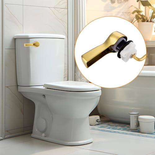Hibbent Universal Metal Front Mount Toilet Handle Replacement Kit | Brushed Gold Solid Brass Toilet Flush Tank Lever, Stainless Steel Flapper Chains for Most Toilet Tanks - color: Brushed Gold, style: Upgraded Front Mount