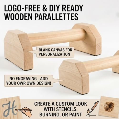 Wooden Parallettes Push Up Bars, Anti-Slip Push-Up Handles, Mini Handle Pumps, Dip Station Dip Bar, Handstand Bars for Calisthenics and Fitness（log）