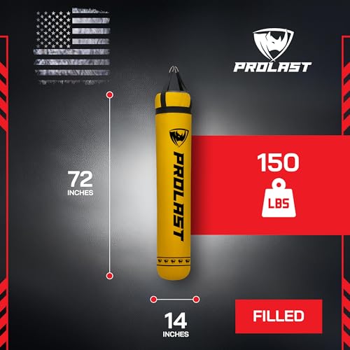 Heavy Punching Kicking Bag for Adults, Boxing, MMA, Martial Arts, Muay Thai, Strength Training Equipment, Filled/Unfilled, 6ft, 150 lbs, Special Edition Logo - color: Yellow / Black, size: Filled