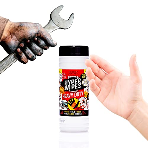 Juniper CLEAN Hyper Wipes, 4 Pack Heavy Duty Hand & Tool Cleaning Wipes, 8"x12" Multi-Surface Cleaning Wipes, Degreasing, All Purpose Cleaner, Mechanic, Work Wipes, 140 Count Canister - size: 35 Count (Pack of 4)