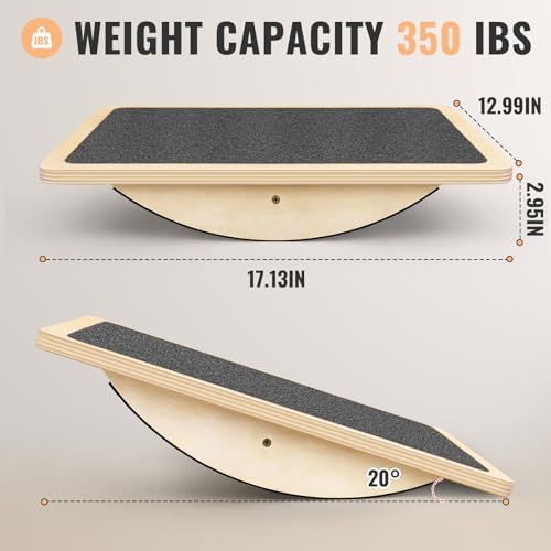 Balance Board Professional Wobble Board for Adults Anti-Slip 350LBS Balance Boards for Physical Therapy Standing Desk Core Strength Wooden Balance Board Rocker Board - color: Balance Board