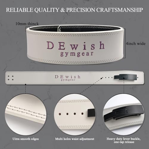 Weight Lifting Belt, 10mm Thick, 4-Inch Wide Heavy Duty Leather Lever Gym Belt, Ideal for Weightlifting, Squats, Deadlifts, Powerlifting, Cross Training and Weight Training - color: Light Gray, size: S(31"-36")