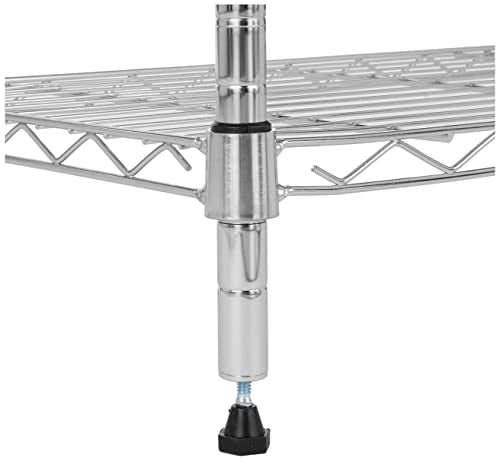 Amazon Basics 4-Shelf Adjustable Storage Shelving Unit for Garage, Steel Wire Rack, 200 Pound Loading Capacity per Shelf, 13.4"D x 23.2"W x 48"H, Chrome - color: Chrome, size: 23.2"L x13.4" W x 48"H, style: 4 -Shelf