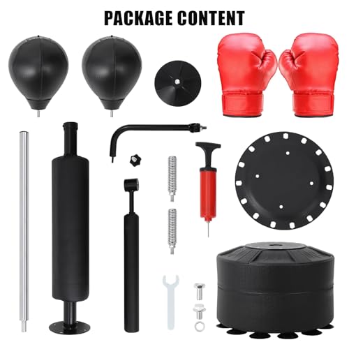 3-in-1 Freestanding Punching Bag Set, Boxing Bag Set with Adjustable Height, 2 Speed Balls & 360° Relax Bar, Complete Home Boxing Training System for Adults & Teens