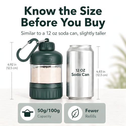 2 Pack Protein Powder Container to Go with Keychain & Keyring, Large Capacity, Clear, Leakproof, Ideal for workouts, fitness, or travel (Green&Blue) - color: Green&Blue