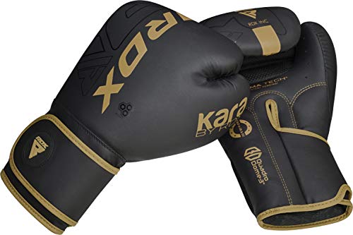RDX Boxing Gloves, Pro Training Sparring, Maya Hide Leather, Muay Thai MMA Kickboxing, Men Women Adult, Heavy Punching Bag Focus Mitts Pads Workout, Ventilated Palm, Multi Layered, 8 10 12 14 16 18 Oz - color: GOLDEN, size: 16 OZ