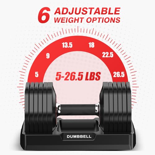 Adjustable Dumbbells Set All in One Free Weights Set for Home Gym | 25/26.5/52.5/55/85lbs Weights Dumbbells Set, 1 Sec Adjust Weights with Anti-Slip Handle for Home Fitness - color: 26.5lb-pair