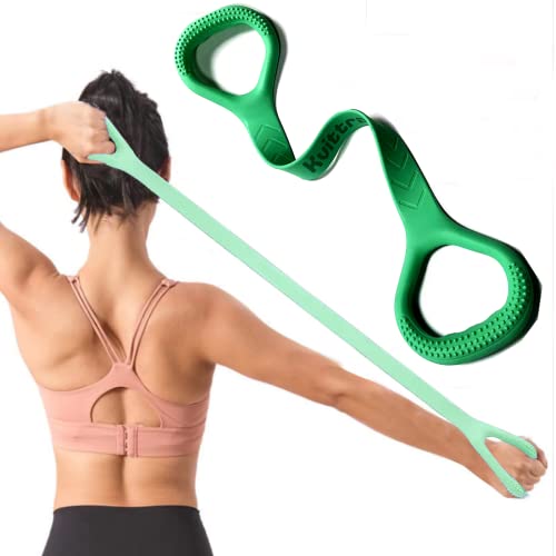 Figure 8 Resistance Band, Arm Back Shoulder Exercise Elastic Rope Stretch Fitness Band, Foot, Leg, Hand Stretcher, Arm Exerciser for Yoga Pilates Stretching Physical Therapy, Home Gym Workout - color: Green