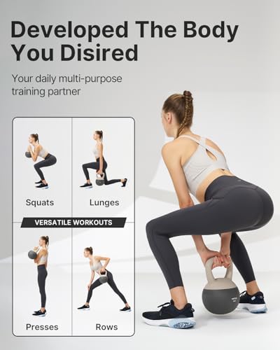 YOTTOY Soft Kettlebell, Set for Strength Training Kettlebells & Home Workouts, Soft-Sided Cushioned Base, Wide-Handle - Ideal for Men, Women, & Beginners - color: 20LB-White