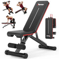PASYOU Adjustable Weight Bench, 660LB Capacity Foldable Workout Bench, Incline Flat Bench Press for Home Gym, Dual-Frame Strength Training Bench, No Assembly Required, Wider Seat - color: Red