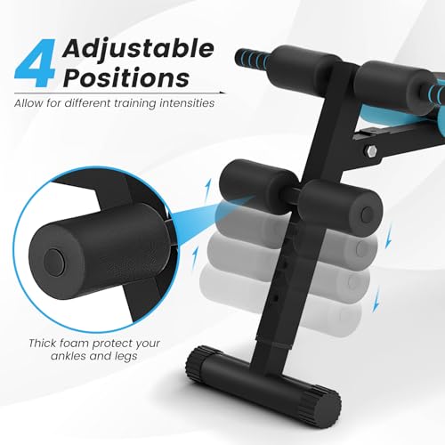 GYMAX Sit up Bench, Folding Adjustable Workout Bench for Ab Exercise, Curved Incline/Decline Slant Bench, Foldable Strength Training Weight Bench, Situps Abs Workout Equipment - color: Blue