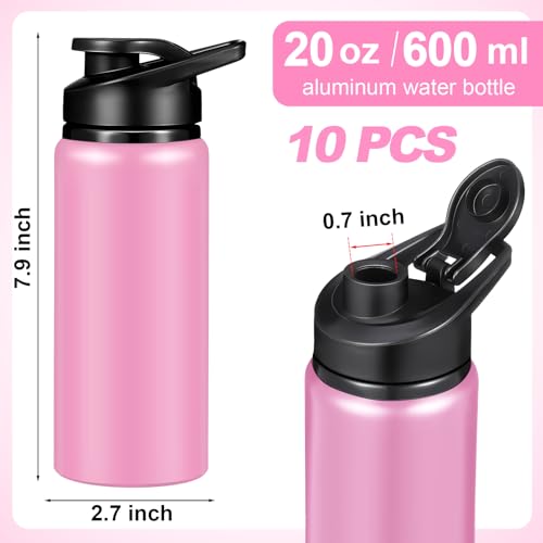 CHENGU Water Bottle Bulk 20 oz Aluminum Reusable Bottles Lightweight Snap Lid Water Cups Easy Carry Leak Proof Travel Tumbler for Gym Sports Camping Hiking Fishing - color: Pink