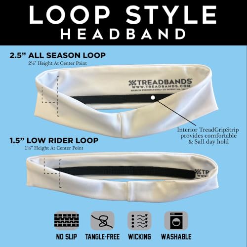 TreadBands Loop Performance Non-Slip Headbands - color: Low-Rider 1.5" Solid Black