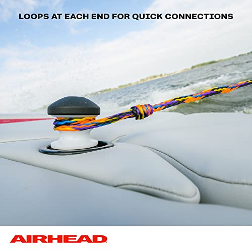 Airhead 1-6 Person Tow Rope for Towable Tubes, Heavy Duty Boat Towline for Tubing, UV Resistant 16 Strand Polypropylene with Rope Keeper, up to 6,000 lb Break Strength - size: 4 Person