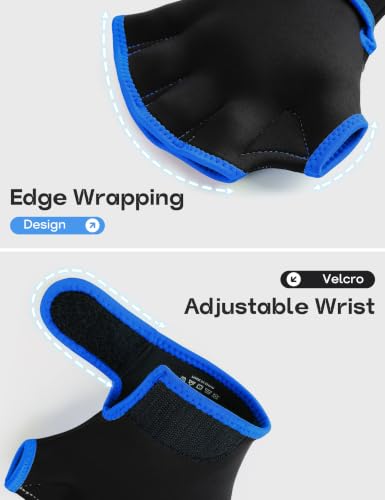 FitsT4 Sports Aqua Gloves Webbed Paddle Swim Gloves Fitness Water Aerobics - color: Black/Blue, size: Small