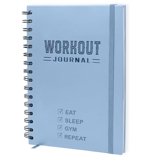 Nextnoid Hardcover Fitness Journal Workout Planner for Men & Women - A5 Sturdy Workout Log Book to Track Gym & Home Workouts - Blue - color: Blue, style: Fitness