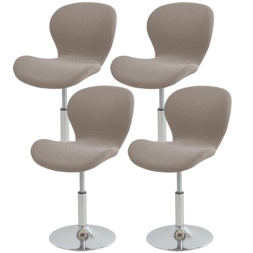 Gollense Bar Stool Covers with Backs, Set of 4 Stretch Jacquard Barstool Seat Covers, Washable Swivel Pub Counter Height Chair Slipcover Protector for Home Kitchen Cafe (T-Shaped Jacquard-Khaki) - color: T-shaped Jacquard-khaki