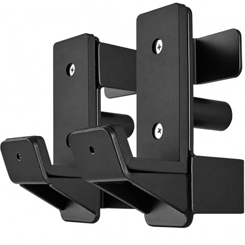 J Hooks for 2" x 2" Power Rack, Rubber Pad J-Hook for Power Cage, Bottom Reinforced Steel J Cups for Squat Rack, Heavy Duty Barbell Holder, Black - size: for 2"x2" Rack with 1" Hole