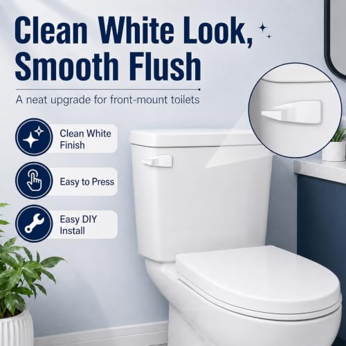 Lydia's Deal Toilet Handle Replacement Kit, Universal Front Mount Toilet Tank Flush Lever Replacement Handle, Toilet Tank Trip Lever, Easy to Install, Toilet Repair Kit, White Plastic - color: White Plastic