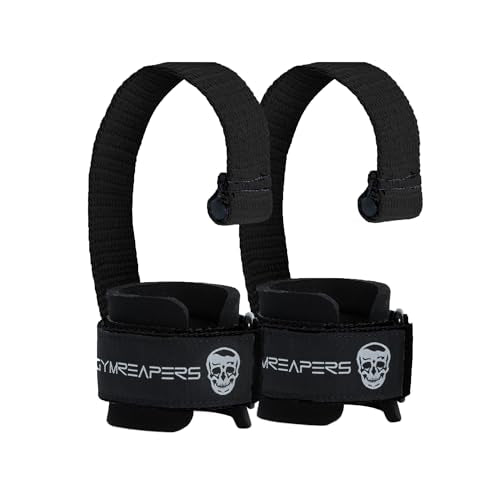 Gymreapers Weight Lifting Straps With Dowel - Wrist Straps for Weightlifting - Workout Deadlift Wrist Weights - Reinforced Stitching & Padded Fit Gym Accessories for Strength & Gym Hand Grip - color: Black