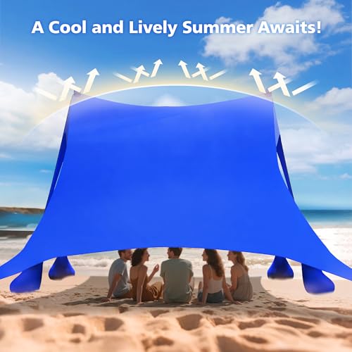 2PM SPORTS Beach Tent Sun Shelter 10x10 FT - UPF 50+ UV Protection, 8 Sandbags, Easy Setup, Portable Beach Shade Canopy for Family Picnic Camping Travel - color: Navy blue