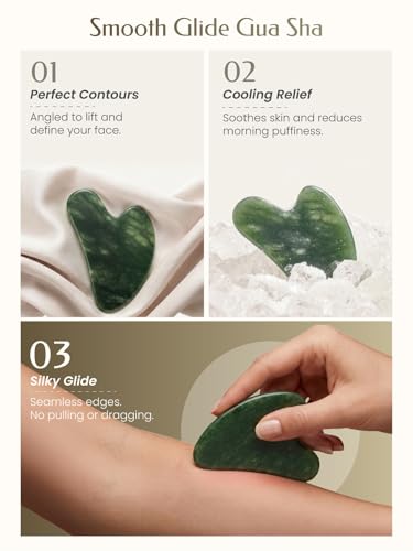 Jade Gua Sha Facial Tools, Guasha Tool for Face Acupuncture Therapy Trigger Point Treatment, Gua Sha Scraping Massage Tool - color: Green