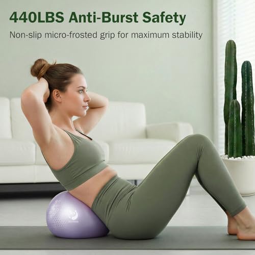 Slim Panda Pilates Ball, 9 Inch Small Exercise Ball, Anti Burst Mini Yoga Ball for Stability, Workout, Barre, Core Strength, Physical Therapy, Balance, Stretching - color: Lavender