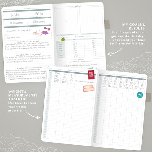 Legend Wellness Planner & Food Journal – Daily Diet & Health Journal with Exercise & Weight Loss Tracker – Nutrition Diary, 6 Months (Foggy Alps) - color: Foggy Alps Gold Foil, size: A5 (5.8” x 8.3”)