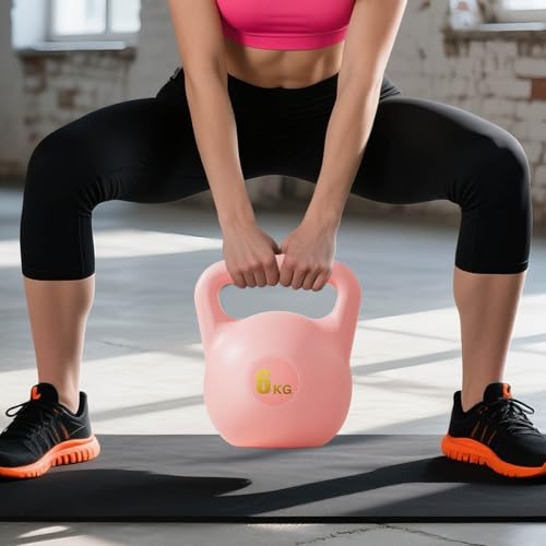 Water Filled Kettlebell, 6kg Adjustable Soft PE Kettle Bell with Ergonomic Non-Slip Handle, Portable Fillable Weight for Home Gym Strength Training Travel Yoga Fitness - color: Pink