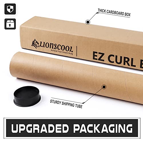 LIONSCOOL 2 Inch EZ Curl Bar, 350LBS/700LBS Weight Capacity Olympic Curl Barbell for Bicep, Tricep Workout, Deadlifts, Weightlifting, Strength Training Exercises - color: Black