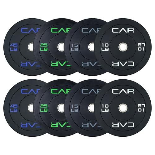 CAP 2-inch Olympic Bumper Plate Weight Set | 100-370 lbs | Multiple Colors | Storage Rack Optional - size: 190 lb - Set, style: ECONOMY