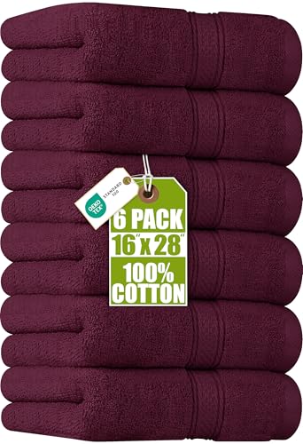 Utopia Towels 6 Pack Premium Hand Towels Set, 16 by 28 inches, 100% Ring Spun Cotton, Ultra Soft and Highly Absorbent 600GSM Towels for Bathroom, Gym, Shower, Hotel, and Spa, Burgundy - color: Burgundy, size: 6 Hand Towels