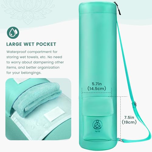 Gonex Yoga Mat Bag with Full-Zip Design, Fits Most Mats | 600D Oxford Fabric, Wet Pocket, Front Zip Pocket, Adjustable Strap, Fits Mats up to 26" - color: Green