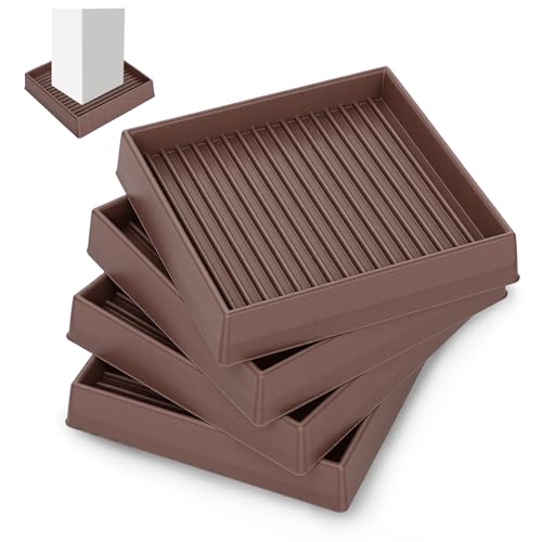 xxxHOLIC Rubber Non Slip Furniture Pads, 3" x 3" Brown Square, Set of 4 | Furniture Cups for Hardwood Floors, Rubber Furniture Grippers, Anti Slide Bed Frame & Couch Stoppers - color: Brown, size: 3"*3"Square
