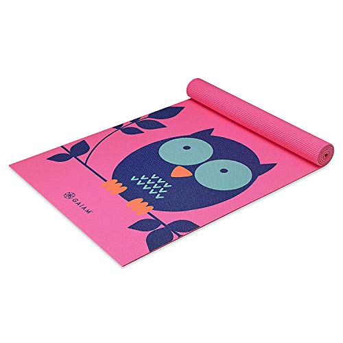 Gaiam Kids Yoga Mat Exercise Mat, Yoga for Kids with Fun Prints - Playtime for Babies, Active & Calm Toddlers and Young Children - color: Owl