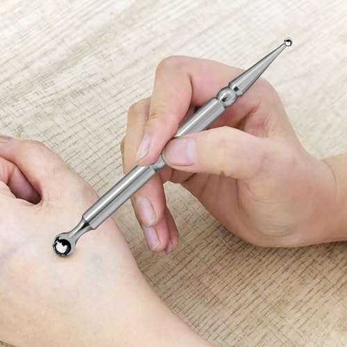 BYYDDIY Stainless Steel Dual Head Facial Reflexology Tools,Ear Massage Tool,Body Point Probe Pen &Trigger Point Massager Tool for Deep Tissue (P-S) - style: P-S