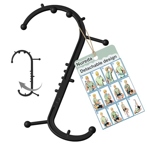 Detachable Trigger Point Massage Tool for Body Muscle Pain Relief | Button-Release Design, S/C, Massage Hook for Back, Neck & Shoulder, Pressure Point Therapy Tool for Deep Tissue Relief - color: Black, size: Medium