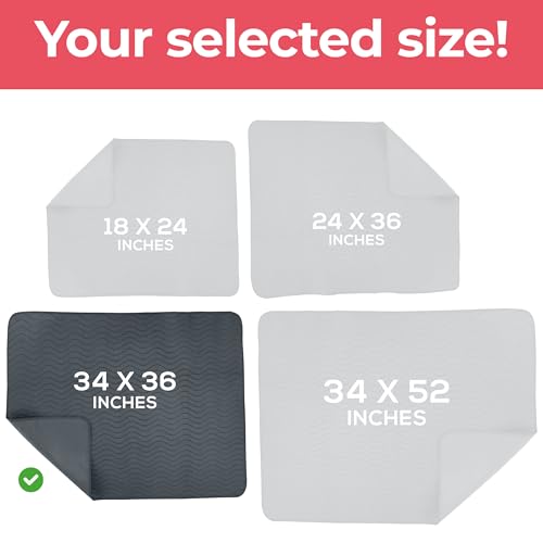Utopia Bedding Washable Underpads 34" x 36" (Pack of 4), Waterproof Reusable Heavy Absorbency Incontinence Bed Pads for Adults, Kids, Elderly and Pets, Bedwetting Pads for Sofa and Couch (Grey) - color: Gray, size: 34x36 Inch (Pack of 4)