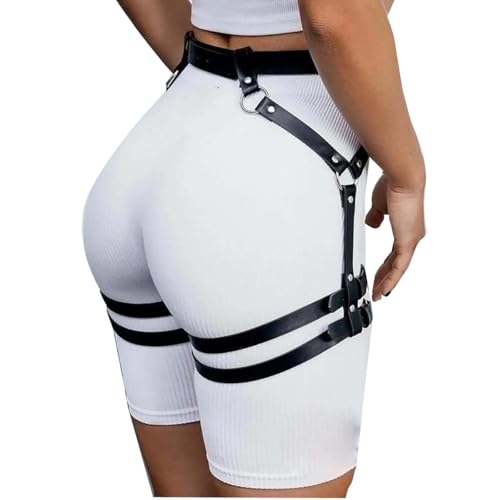 Women's garter belt Leather Thigh harness Punk Leg Belts lingerie Bar Carnival Party Cosplay outfits Accessories - color: Black2
