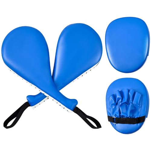 Poen 4 Pcs Taekwondo Kick Pads Set with Focus Mitts and Double Kick Paddle, Martial Arts Training Equipment for Kids Adults, Karate Kickboxing Punching and Kicking Practice Gear - color: Blue