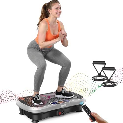 AXV Vibration Plate Fitness Platform Exercise Machine Vibrating Shaking Full Body Shaker Workout Vibrate Stand Shake Board Sport for Weight Loss Fat Burner for Gym Home Office - color: SLIM.SILVER