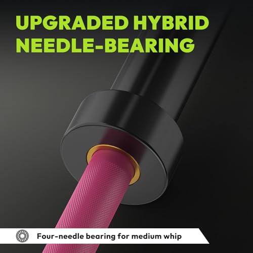 HANDBODE Olympic Barbell 6.5 ft/7 ft, 2 Inch Straight Womens Bars, 35 lb/45 lb Weight Bar, 1000 lb High-Capacity, for Weightlifting, Bench Press, Deadlift, Squat, Home Gym Strength Training - color: 7 ft Olympic Bar, 45 lb, 1000 lb, 30mm, Pink & Black