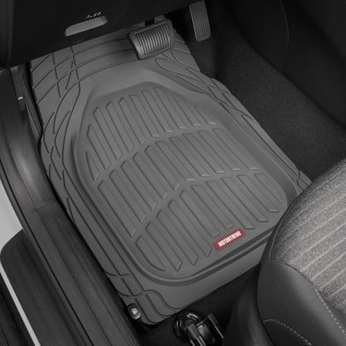 Motor Trend 2 Piece Front Car Floor Mats- Gray FlexTough Contour Liners-Deep Dish Heavy Duty Rubber Floor Mats for Car SUV Truck & Van-All Weather Protection, Universal Trim to Fit - color: Gray, style: 2pc Front Mats