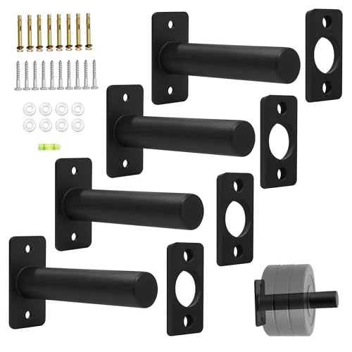 Wall Mounted Olympic Weight Plate Rack, Heavy Duty Metal 2" Plate Holder & Hanger for Home Gym, Garage Gym, Powerlifting & Fitness Equipment Storage, 275 lbs Capacity Barbell Plate Organizer with Screws for Wood & Concrete Walls - color: Black-4pack