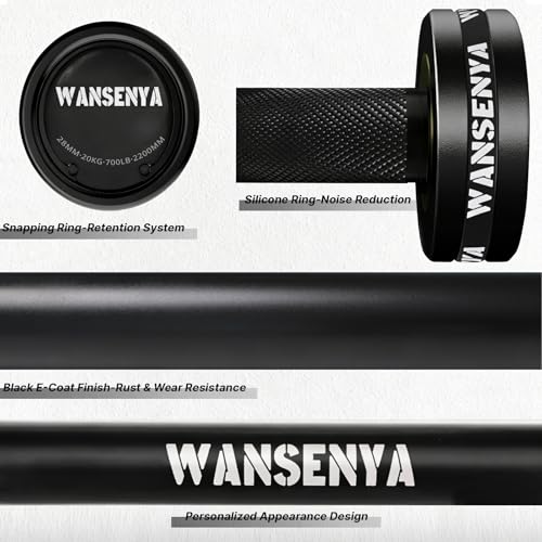 7FT Olympic Barbell 45lb,28MM 2 Inch Olympic Bar for No. 45 Steel,Olympic Weight Bars for Lifting,CrossFit,Bench Press,Deadlift,Squats,Strength Training bars - color: Black-700LBS